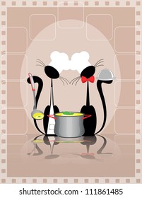 Cook cat. Funny cartoon and vector character