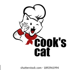 cook cat mascot logo in cute style