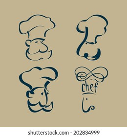 cook and ceef .Set of symbolical images of cooks.