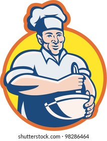 Cook Chef Baker With Mixing Bowl Retro