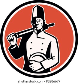 Cook Chef Baker With Roller Retro
