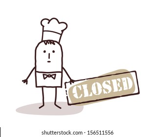 cook chef with closed sign