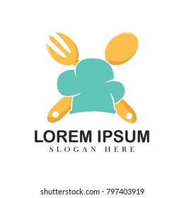 Cook chef food cooking logo vector design template concept modern illustration emblem