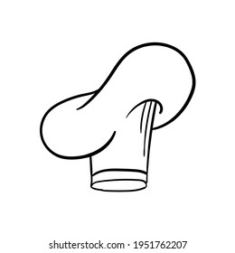 Cook chef hat or cap in outline sketch cartoon style. Coloring vector hand drawn kitchen staff uniform headwear for restaurant or cafe