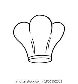 Cook chef hat or cap in outline sketch cartoon style. Coloring vector hand drawn kitchen staff uniform headwear for restaurant or cafe