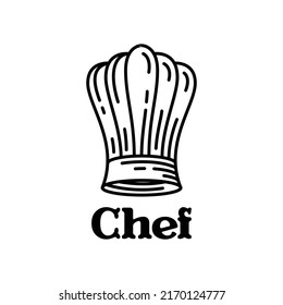 Cook chef hat or cap in outline sketch cartoon style. Coloring vector hand drawn kitchen staff uniform headwear for restaurant or cafe