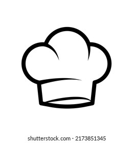 Cook chef hat icon. Linear chef toque vector illustration. Toque, chef, cook, table, restaurant concept. Vector illustration isolated on white background.