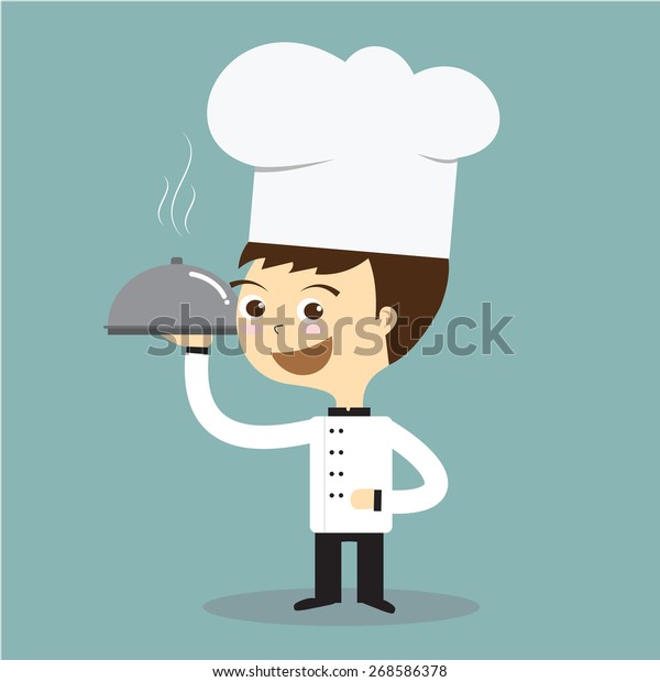 Cook Chef Holding Hot Plate Smoking Stock Vector (Royalty Free) 268586378 Shutterstock