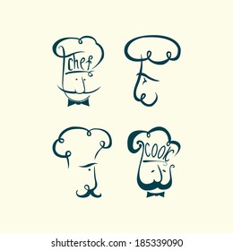  Cook and chef icon.Set of symbolical images of cooks.