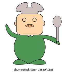 Cook chef with pig character