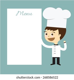 cook chef smile with white menu banner vector