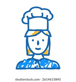 cook chef woman doodle icon sketch vector. cook chef woman sign. isolated symbol illustration
