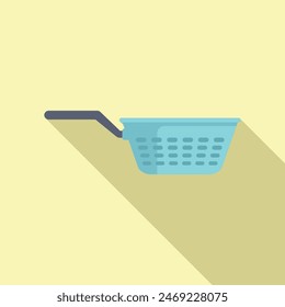 Cook colander icon flat vector. Drain metal tool. Cooking sieve bowl
