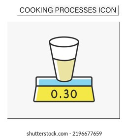 Icono de color de Cocina. Escala de cocina para medir el peso de los ingredientes. Concepto de proceso de cocina. Ilustración vectorial aislada