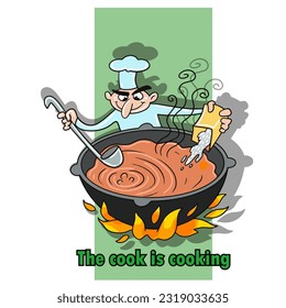 the cook is cooking. VECTOR illustration