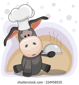 Cook Donkey with a tray in hand 