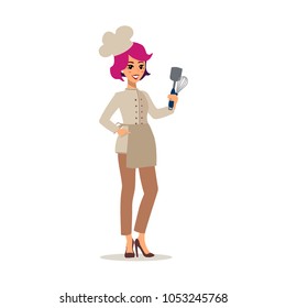 Cook female  character vector design.  Fun cartoon person. Isolated on white background.
