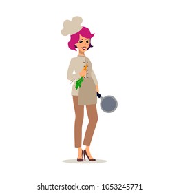 Cook female  character vector design.  Fun cartoon person. Isolated on white background.