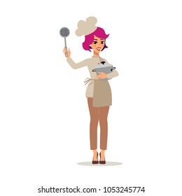 Cook female  character vector design.  Fun cartoon person. Isolated on white background.