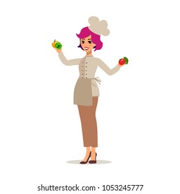 Cook female  character vector design.  Fun cartoon person. Isolated on white background.