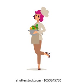 Cook female  character vector design.  Fun cartoon person. Isolated on white background.