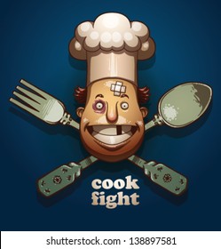 Cook fight color emblem, vector