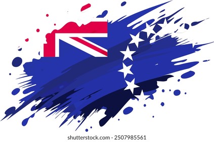 Cook flag painted with Grunge brush stroke, watercolor flag style.