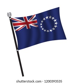 Cook flag , flag of Cook waving on flag pole, vector illustration EPS 10.