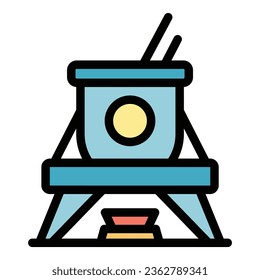 Cook fondue icon outline vector. Cheese bread. Cook cuisine color flat
