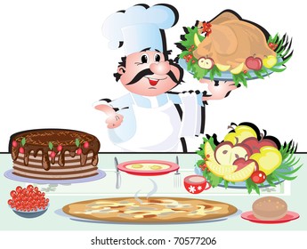Cook with food.
