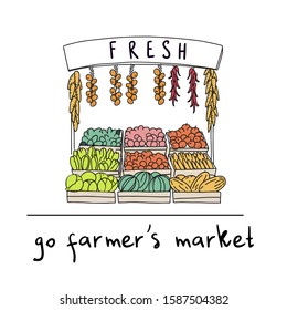 Cook food at home. Buy at local markets. Eat local regional foods. The concept of conscious consumption. Vector color illustration .