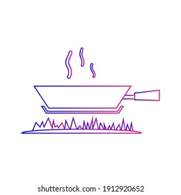 Cook food Icon. Boiling on fire, cook food menu, cook with fire icon. vector, illustrator, flat style icon with black shape, two color, color circle and gradient shape.
