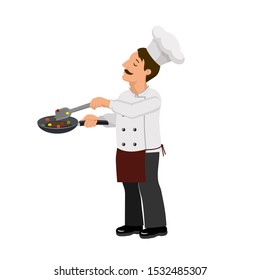 Cook with a frying pan. Without background, isolated, clip art for International Chef's Day