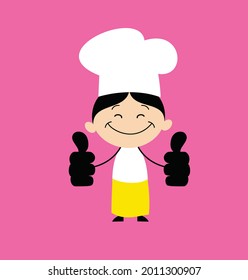 Cook Giving Thumbs up Flat Vector Cartoon Illustration
