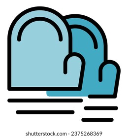 Vector de contorno de iconos de guantes de cocción. Receta de libros. Color del menú residencial