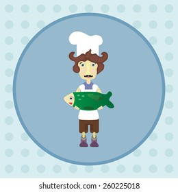 cook with green fish 