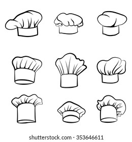 Cook hat  Drawn hat chef cook  Hat chef  cooker  Vector black hat chef cook white background