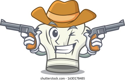Cook hat dressed as a Cowboy having guns