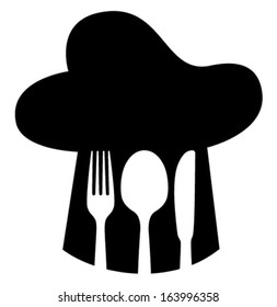 cook hat icon with cutlery