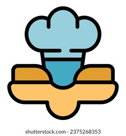 Cook hat icon outline vector. Chef menu. Board home color flat