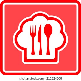 cook hat restaurant icon on red background