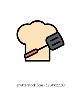 Cook hat, spatula icon. Simple color with outline vector elements of cultural activities icons for ui and ux, website or mobile application