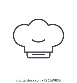 cook hat vector line icon, sign, illustration on background, editable strokes