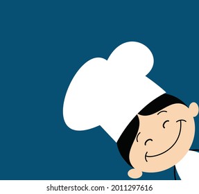 Cook Head Banner Flat Vector Cartoon Illustration