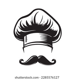 Cook head, chef's hat, vector logo illustration silhouette svg.