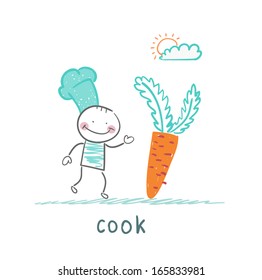 cook holding a carrot