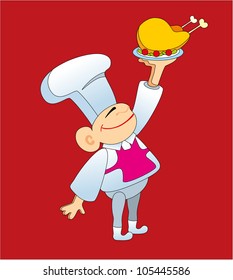 the cook holds a turkey