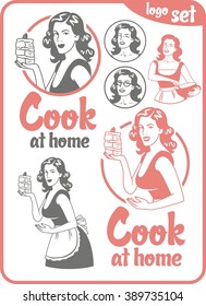 cook at home girl with a piece of cake circle logo big set