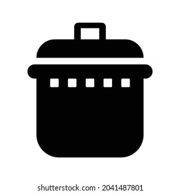 Cook, hot, pot icon. Black vector graphics.