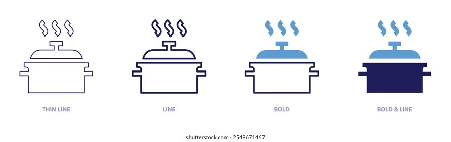 Cook icon in 4 different styles. Thin Line, Line, Bold, and Bold Line. Duotone style. Editable stroke.